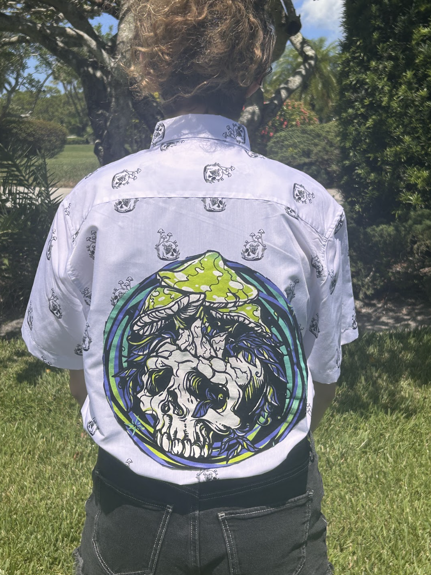 Mushroom Skull Shirt on a model